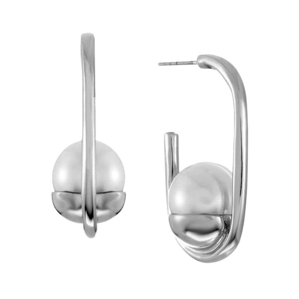 Silver Cradle Pearl Earrings